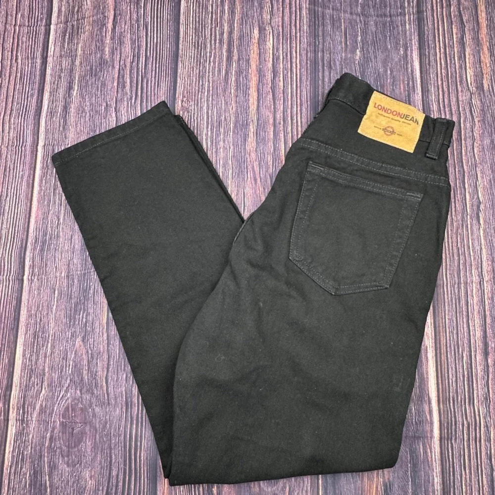 Vintage 90s London Jean High Waisted Pants 10 Black Cotton Denim Straight Leg